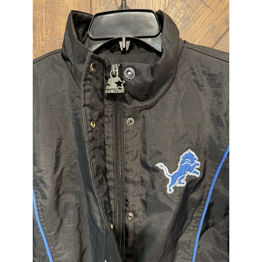 Detroit Lions Women’s Medium STARTER Black Half-Zip Jacket - New - Picture 5 of 12
